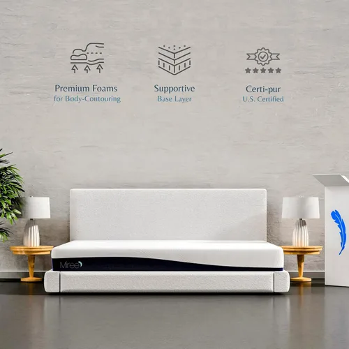 Vista 4 de Miree Colchón individual de espuma viscoelástica de 10 pulgadas, certificado CertiPUR-US, cama en una caja