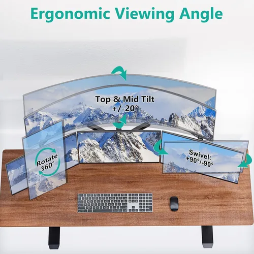 Vista 3 de WALI Soporte para 4 Monitores para Ultraanchos de hasta 49 pulgadas en el Soporte Superior y Pantallas de 27 pulgadas en los Soportes Inferiores