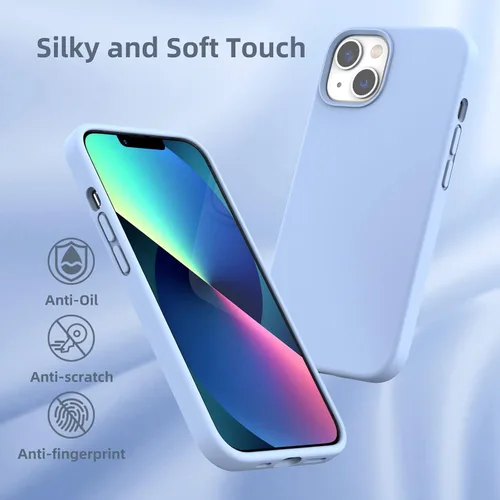 Vista 4 de Funda compatible con iPhone 13 para mujeres y hombres, [Protección completa] [Antihuellas dactilares] [Tacto suave] Funda protectora de silicona