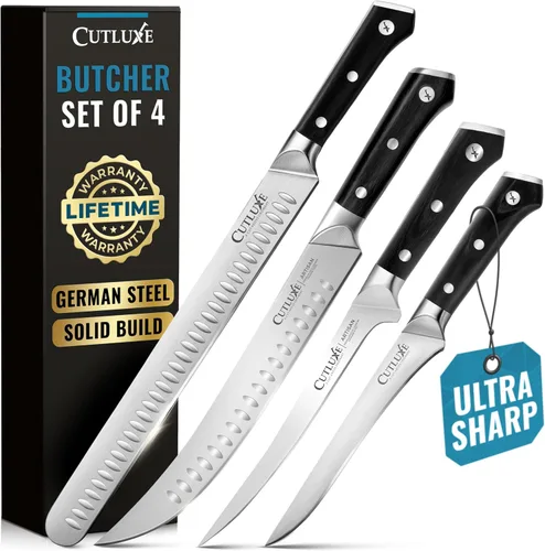 Vista 9 de Cutluxe Juego de Cuchillos para Barbacoa – Cuchillo de pechuga de 12" y varilla de afilado de 10", juego de cuchillos de carnicero para cortar carne