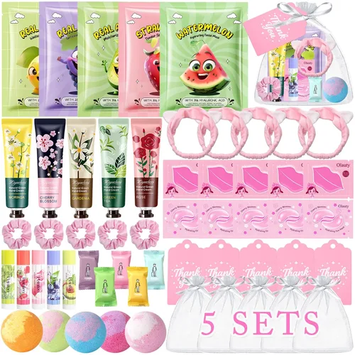Vista 9 de 90 piezas de suministros de fiesta de spa, regalos para mujeres, regalos de fiesta de spa que incluyen máscaras faciales, crema de manos, bálsamo