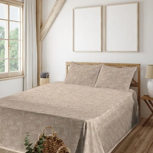 Vista 18 de Ambesonne Floral Sheet Set, Nature Themed Oversimplified Blossom Shaped Pattern Print Artwork, Fitted and Flat Sheet with Pillowcases Bedding Accent