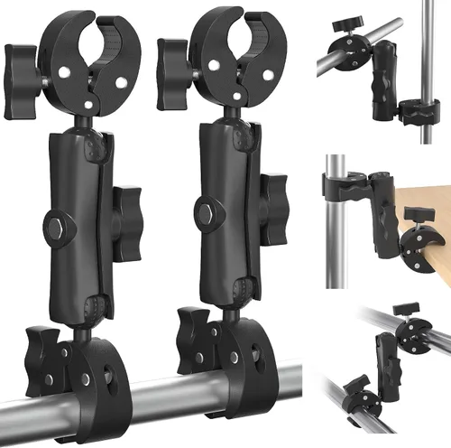 Vista 9 de Soporte de abrazadera súper doble para paraguas, soporte de abrazadera para cámara, brazo mágico de 360° para clip de silla de paraguas, silla