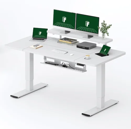 Vista 27 de FLEXISPOT Escritorio Eléctrico de Pie de Una Pieza, 40 x 24 Pulgadas Escritorio Ajustable con Superficie Sin Costuras, Controlador de Memoria