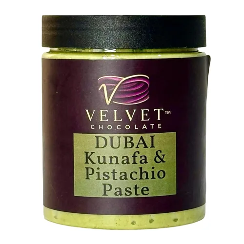 Vista 3 de Relleno de pistacho y kunafa. Crema de pistacho y chocolate Dubai con Kataifi crujiente Crema de postre gourmet 10 oz 9.88 oz