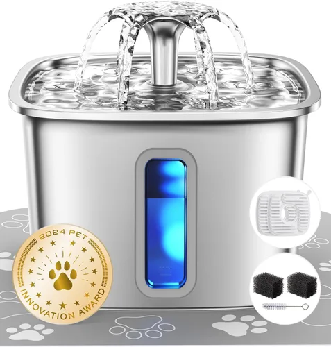 Vista 15 de Veken Ganador del Premio a la Innovación Fuente de Agua para Gatos de Acero Inoxidable, 95oz/2.8L Dispensador Automático de Agua para Mascotas