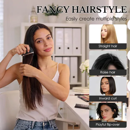 Vista 3 de Mini alisador de pelo, cepillo portátil inalámbrico recargable, control de 3 temperaturas para mujeres, herramienta de peinado compacta y apta