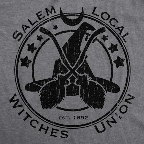 Vista 2 de Salem Local Witches Union - Camiseta divertida de bruja de Halloween, Gris jaspeado oscuro