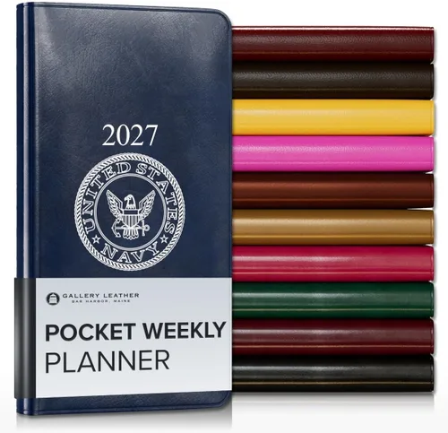 Vista 92 de Gallery Leather Agenda semanal grande 2026-2027 Acadia Hydrangea Hortensia Acadia