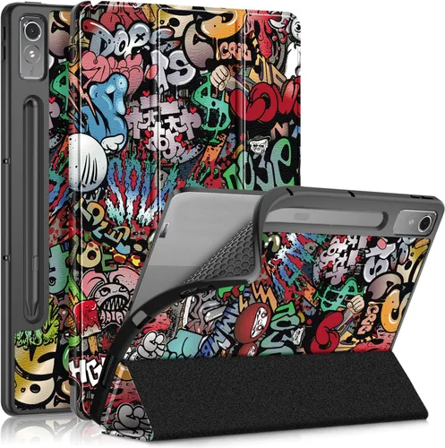 Vista 13 de Funda para Lenovo Tab p12 12.7 pulgadas 2023 TB-370FU, carcasa trasera de TPU suave delgada inteligente con cubierta de soporte multiángulo