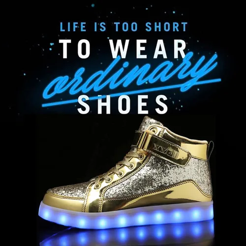 Vista 2 de IGxx Zapatos con luz LED para niños, tenis de alta calidad, zapatos con luces para niños, carga USB, entrenadores luminosos intermitentes