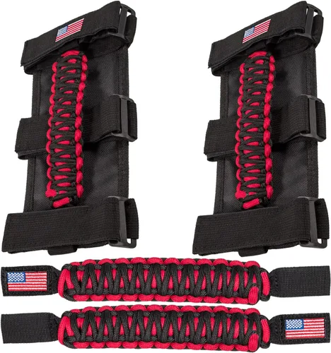 Vista 10 de Asas de agarre de barra enrollable + Asa de agarre para reposacabezas para Jeep Wrangler YJ TJ JK JKU JL JLU Sport Sahara Freedom Rubicon Unlimited