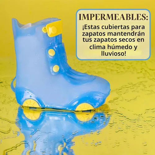 Vista 3 de Cubiertas para zapatos de lluvia para niños, impermeables, reutilizables, para zapatos