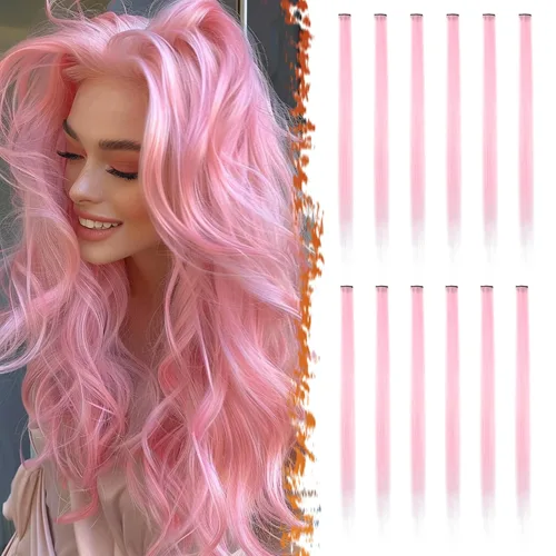 Vista 15 de BARSDAR Extensiones de cabello negro con clip, extensiones de cabello con clip de color para mujer, 22 pulgadas, 12 piezas, extensiones sintéticas