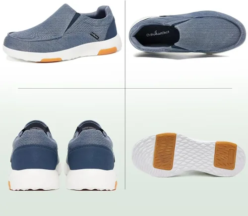 Vista 6 de OrthoComfoot Zapatos ortopédicos cómodos sin cordones para hombre con soporte de arco, mocasines ortopédicos para fascitis plantar, zapatos de lona