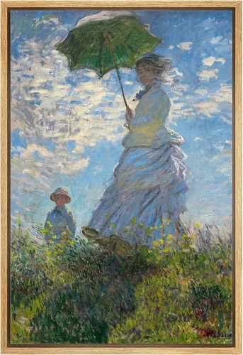 Vista 48 de wall26 Claude Monet - Paseo del acantilado en Pourville - Arte moderno impresionista - Lienzo enmarcado para arte para el hogar, 16 x 24 pulgadas