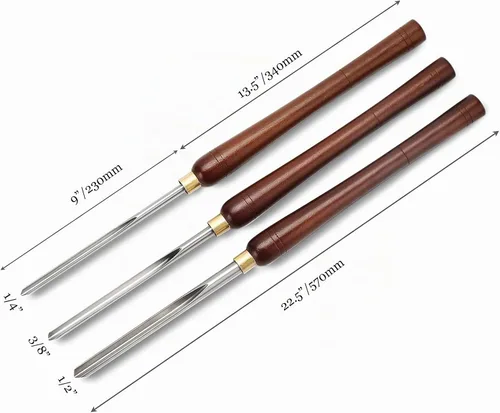 Vista 2 de Juego de gubia de cuenco para torneado de madera, 3 piezas de 22.5 pulgadas, herramientas de torno de madera, flauta de 1/4, flauta de 3/8 y 1/2