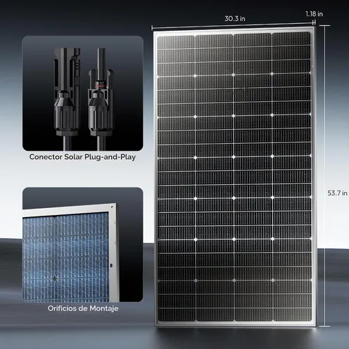 Vista 4 de Epoch Paneles Solares Bifaciales de 400W, Panel Solar Monocristalino Tipo N de 12/24 Voltios, Módulo Solar Impermeable de Alta Eficiencia para RV