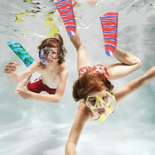 Vista 7 de Aletas de entrenamiento de natación, aletas de natación para niños, cómodas aletas de natación adecuadas para niños, principiantes, niñas, niños