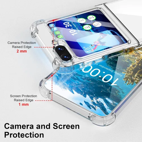 Vista 3 de WATACHE Funda para Galaxy Z Flip 5, funda Z Flip 5, transparente, delgada, transparente, bisagra a prueba de golpes, TPU suave flip5 funda
