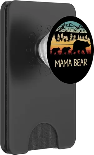 Vista 8 de Oso de mamá con 2 cubos, enchufe Pop Socket Retro Montañas Día de la Madre – PopSockets Grip y soporte para teléfonos y tabletas