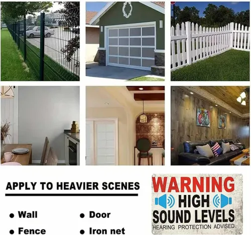 Vista 2 de Funny Metal Signs Posters HIGH SOUND LEVELS Sign Wall Art for Yard Sign Outdoor Lawn Garden Home Decor 8X12inch