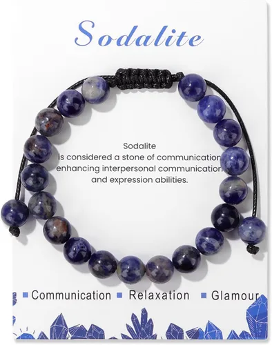 Vista 34 de Pulsera de cristal curativo para mujer de 0.315 in, pulsera de cuentas de cristal natural ajustable hecha a mano, joyería curativa, regalo