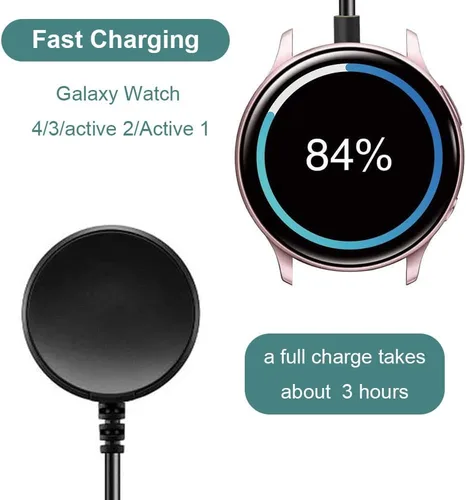 Vista 2 de Cargador Kissmart para reloj inteligente Galaxy Watch 4/3/Active 2 (3.3 pies/3.3 ft) Cable de carga de repuesto para Samsung Galaxy Watch