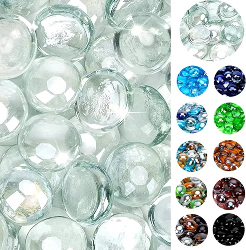 Vista 17 de onlyfire Cuentas de vidrio planas para hoguera de propano, rocas de vidrio reflectantes de 1/2 pulgada, canicas planas de 10 libras para chimenea