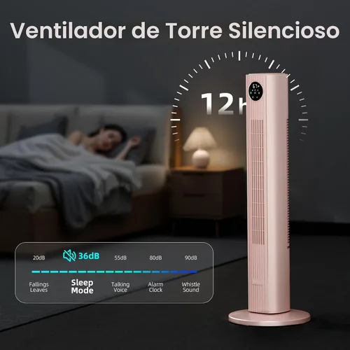 Vista 7 de Antarctic Star Ventilador de Torre Portátil Ventiladores de Piso Oscilante 85° Ventilador Silencioso de Enfriamiento Temporizador 12H Control Remoto