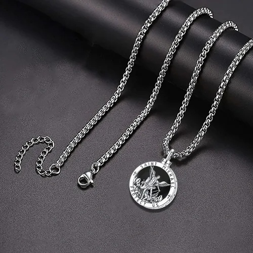 Vista 9 de Collar de plata de ley 925 con medalla milagrosa de San MiguelSan Cristóbal de JesúsSan BenitoVirgen María Milagrosa Medalla para hombres y mujeres