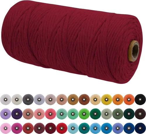 Vista 140 de JeogYong Cordón de macramé de un solo hilo 3 mm x 109 yardas (328 pies) Cuerda de algodón suave Hilo de macramé de 3 mm, suministros de macramé