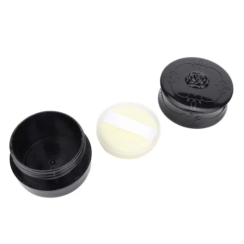 Vista 3 de Polvo suelto vacío, contenedor de soplo de polvo vintage rosa vacía maquillaje suelto dispensador de polvo caja cosmética con soplo de polvo negro