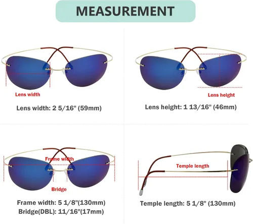 Vista 3 de Eyekepper Gafas de sol polarizadas con montura de titanio sin montura