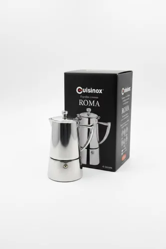 Vista 3 de Cuisinox Roma - Olla de espresso Moka de acero inoxidable para estufa de 4 tazas