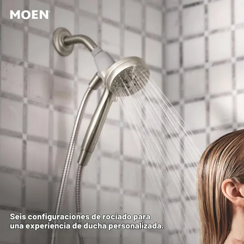 Vista 5 de Moen Engage Magnetix Níquel cepillado resistente a manchas de 3.5 pulgadas, cabezal de ducha de mano desmontable de seis funciones con sistema