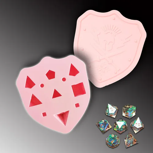 Vista 7 de DND - Molde de dados para fundición de resina, moldes de dados de silicona D&D de borde afilado con kit de fabricación de dados, moldes de dados DND
