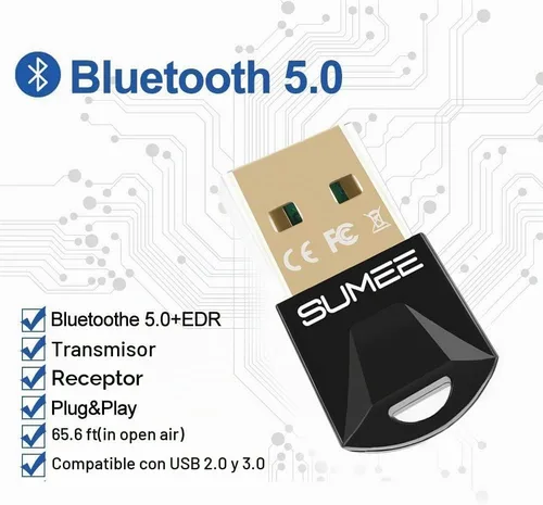 Vista 6 de Adaptador USB Bluetooth 5.0 dong, transmisor inalámbrico Bluetooth receptor para PC, portátil, computadora de escritorio, música estéreo, música