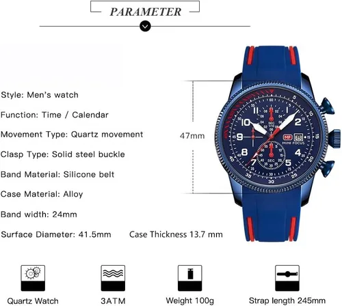 Vista 7 de AIMES Watch for Men Sport Military Waterproof Chronograph Mens Watches Analog Quartz Big Face Classic Stylish Fashion Casual Designer Business Work