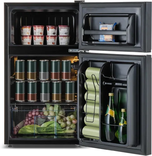 Vista 4 de Frigidaire, Refrigerador de 3 pies cúbicos, vidrio de dos puertas, negro
