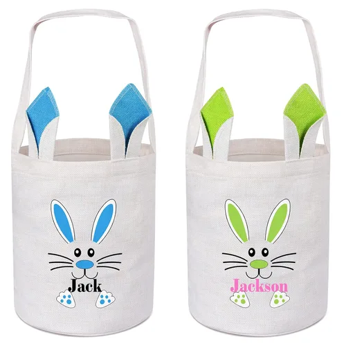 Vista 12 de Canasta de Pascua para niños, cesta de caza de huevos de Pascua, cesta de conejo de Pascua, regalos de Pascua, cesta de huevos de Pascua, cesta
