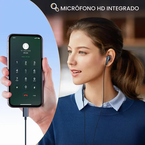 Vista 4 de Auriculares USB C para iPhone 17 16 15, auriculares con cable USB C para Samsung S24 S25 Ultra A16 5G, auriculares USB tipo C con micrófono