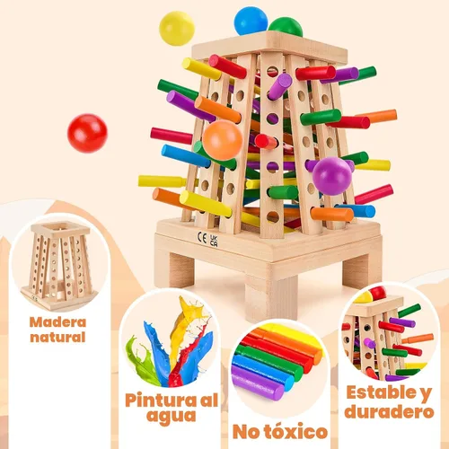Vista 4 de Montessori - Juego de mesa para niños de 4 a 6 años, juego de dados de palitos de madera piramidal, educativo de matemáticas, juguete de habilidades