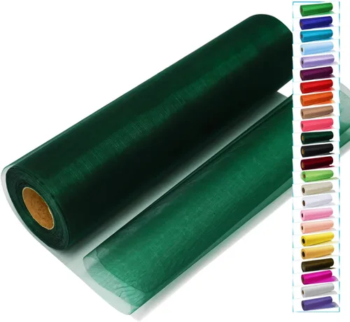 Vista 21 de Rollos de tela de tul negro con cristales y organza 12 pulgadas por 150 pies (45,72 m), tela transparente para manualidades, lazos de tutú