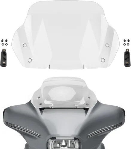 Vista 12 de Parabrisas ondulado negro de 4.5 pulgadas compatible con Harley Davidson Touring Street Glide/Electra Glide/Ultra Limited/Tri Glide FLHT FLHX FLHXS