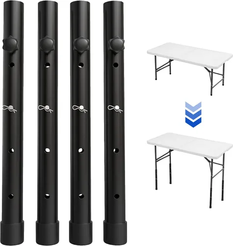 Vista 9 de ZhouDaShu Extensores de patas de mesa para mesas plegables, extensiones de patas de mesa de metal para patas dobladas y rectas, elevadores de patas