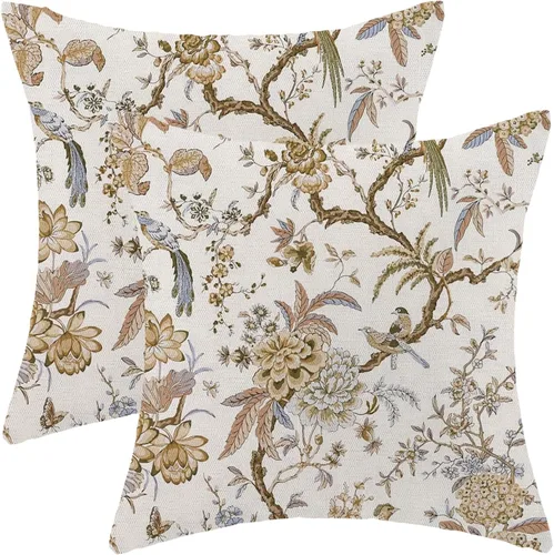 Vista 12 de CXMEIFLY Juego de 2 fundas de almohada de hojas florales de primavera de 16 x 16 pulgadas, para decoración de flores chinoiserie, almohadas