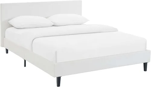 Vista 6 de Modway Anya - Cama de plataforma tapizada beige con soporte de listones de madera