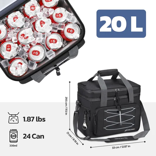 Vista 5 de Maelstrom Portable Collapsible Soft Cooler Bag – 24/30/60 Cans Double-Deck Leakproof Ice Chest for Beach, Camping & Grocery