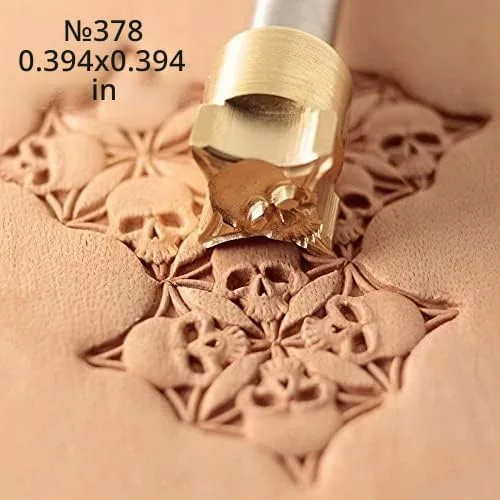 Vista 3 de DandS ltd Herramienta de sello de cuero de calavera, herramienta profesional de artesanía de acero para carpintería, relieve, tallado y estampado